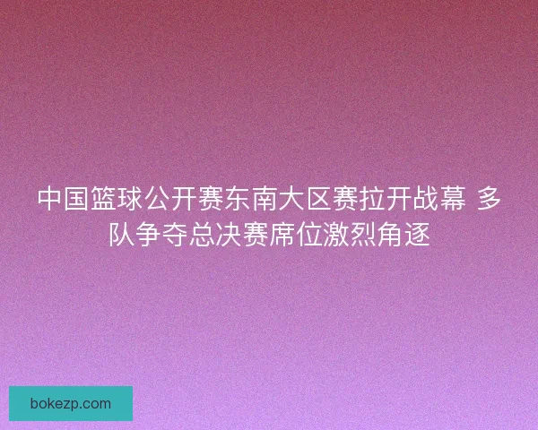 中国篮球公开赛东南大区赛拉开战幕 多队争夺总决赛席位激烈角逐