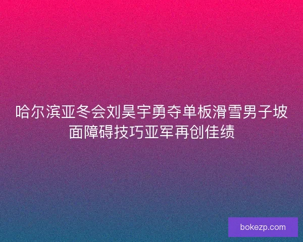 哈尔滨亚冬会刘昊宇勇夺单板滑雪男子坡面障碍技巧亚军再创佳绩