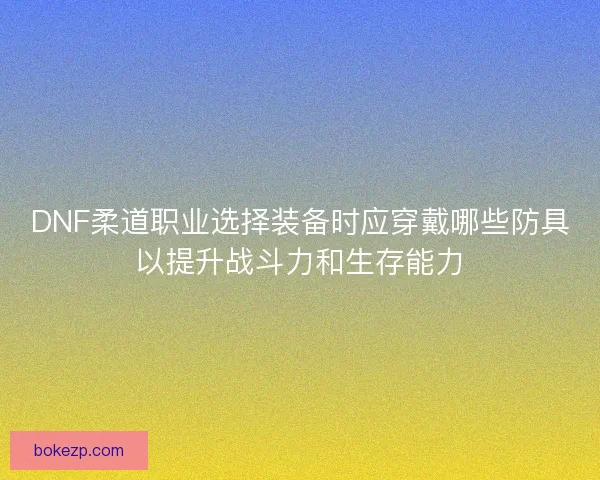 DNF柔道职业选择装备时应穿戴哪些防具以提升战斗力和生存能力